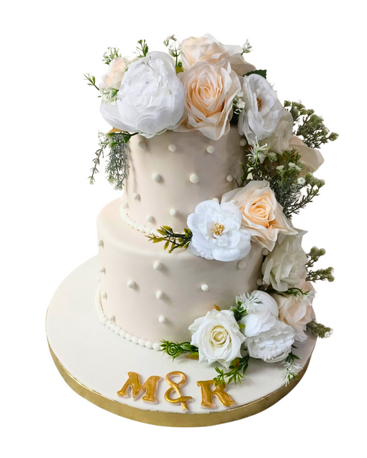 Classic Floral Engagement Cake